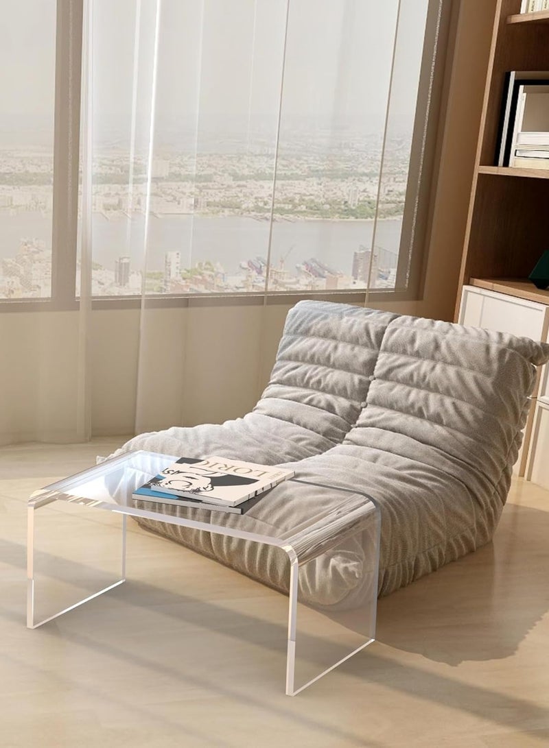 تي بي جي بي طاولة جانبية أكريليك، بطول 24 بوصة وعرض 15 بوصة وارتفاع 12 بوصة، بسمك 3/5 بوصة، طاولة ديكور حديثة شفافة على شكل حرف C، طاولة قهوة متعددة الاستخدامات لغرفة المعيشة، وغرفة النوم، والمكتب (قطعة واحدة) - Image 3