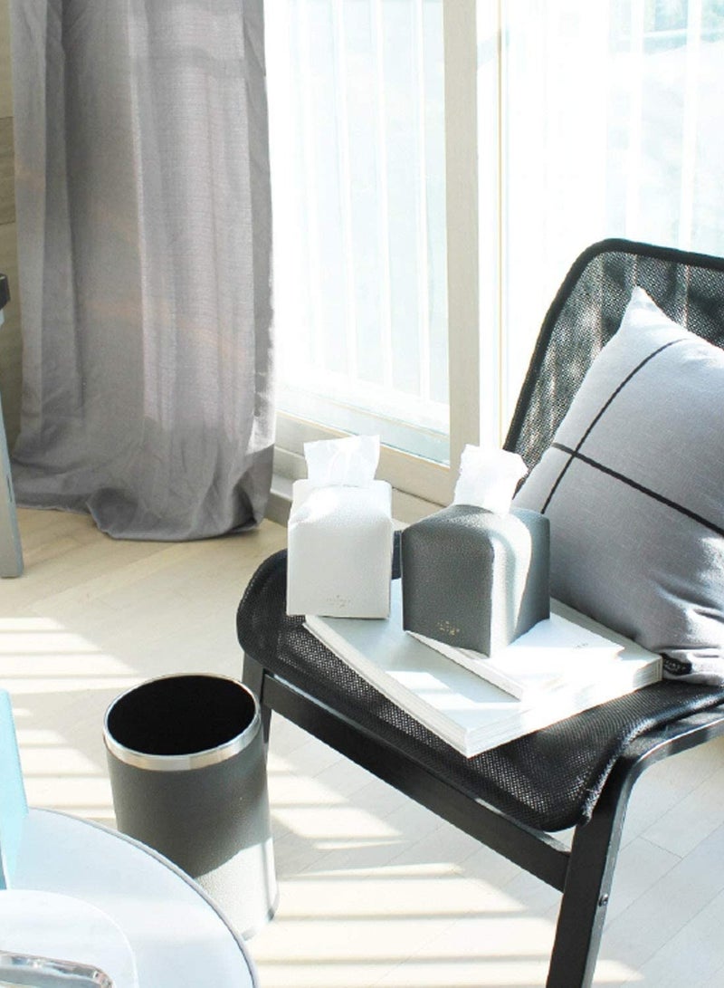 Zikra Tissue Box Cover, Modern PU Leather Square Tissue Box Holder Decorative Holder, for Organizer for Bathroom Vanity Countertop, Night Stands, Office Desk, Car, Dark Grey - Image 4