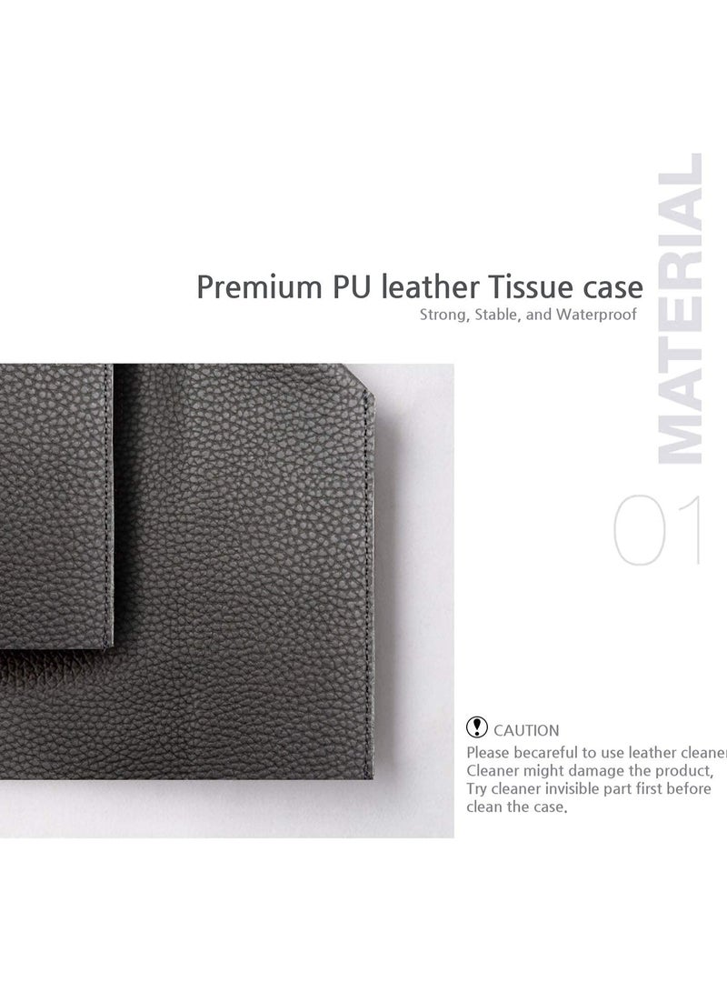 Zikra Tissue Box Cover, Modern PU Leather Square Tissue Box Holder Decorative Holder, for Organizer for Bathroom Vanity Countertop, Night Stands, Office Desk, Car, Dark Grey - Image 5