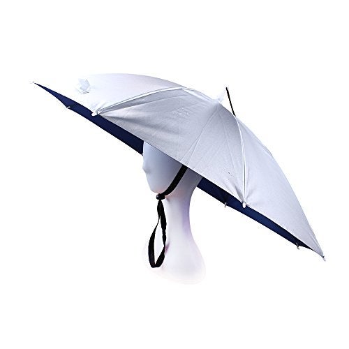 JANGANNSA Fishing Umbrella Hat Folding Sun Rain Cap Adjustable Multifunction Outdoor Headwear (Silver) - Image 1
