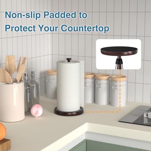 Swaitee Oil Rubbed Bronze Paper Towel Holder Countertop, Bronze Kitchen Accessories Decor, Stainless Steel, Paper Towel Roll Holder Stand with Ratchet Mechanism for Kitchen Bathroom Farmhouse Essentials - Image 4