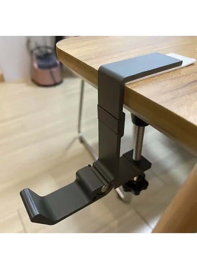 Grey A01 Magnetic Foldable Aluminum Headphone Stand Heavy Duty Desk Clip - Image 1