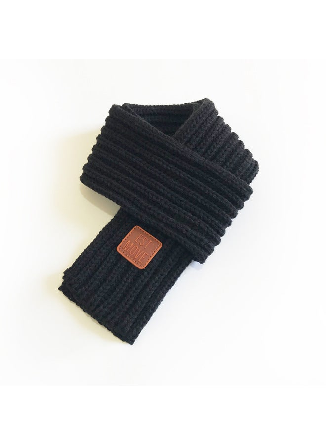 K-style Of The New Knitted Scarf For Boys And Girls, Cute And Fashionable Pure Color Simple Autumn And Winter Baby And Child Warm Scarf