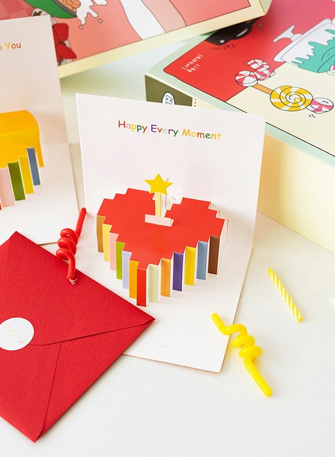 GROIC 6PCS Birthday cards with envelopes,3d Pop Up Greeting Cards of Birthday Cake and Gift Box,Party Greeting Card - Image 5