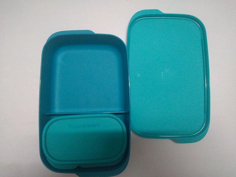 Tupperware صندوق تيفين بلاستيك ميديم من تابروير، مجموعة أخضر وأزرق من 2 (500 مل لكل منهما) - Image 2