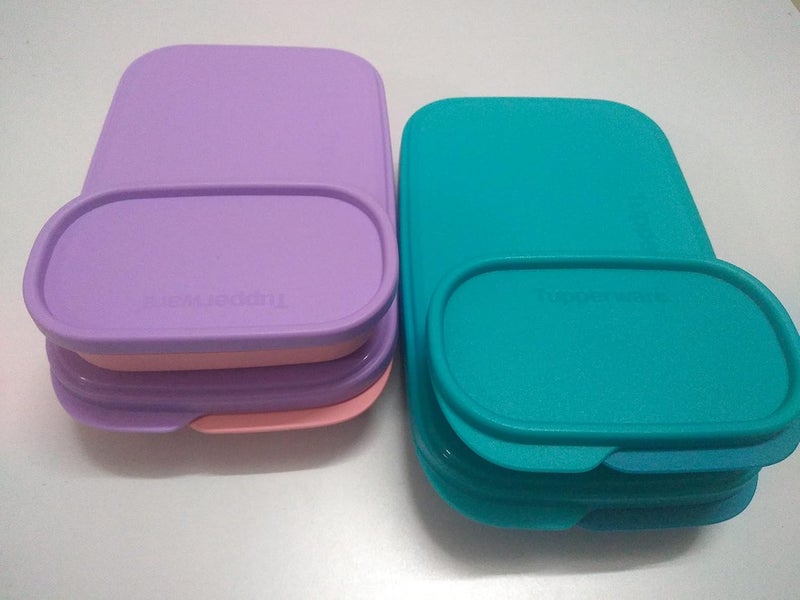 Tupperware صندوق تيفين بلاستيك ميديم من تابروير، مجموعة أخضر وأزرق من 2 (500 مل لكل منهما) - Image 1