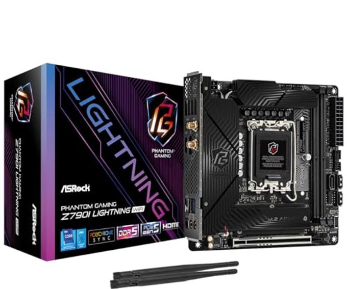 ASRock Phantom Gaming Intel Z790I Lightning Wifi Ddr5 Dimms Up To 8600+ (Oc) Mhz 128Gb Lga1700 M.2 Mini-Itx Motherboard Sata3 6.0 Gb/S Z790 802.11Axe Wi-Fi 6E Pcie 5.0 X16 - Image 1