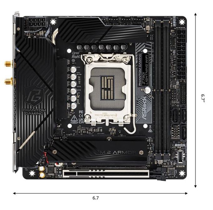 ASRock Phantom Gaming Intel Z790I Lightning Wifi Ddr5 Dimms Up To 8600+ (Oc) Mhz 128Gb Lga1700 M.2 Mini-Itx Motherboard Sata3 6.0 Gb/S Z790 802.11Axe Wi-Fi 6E Pcie 5.0 X16 - Image 3