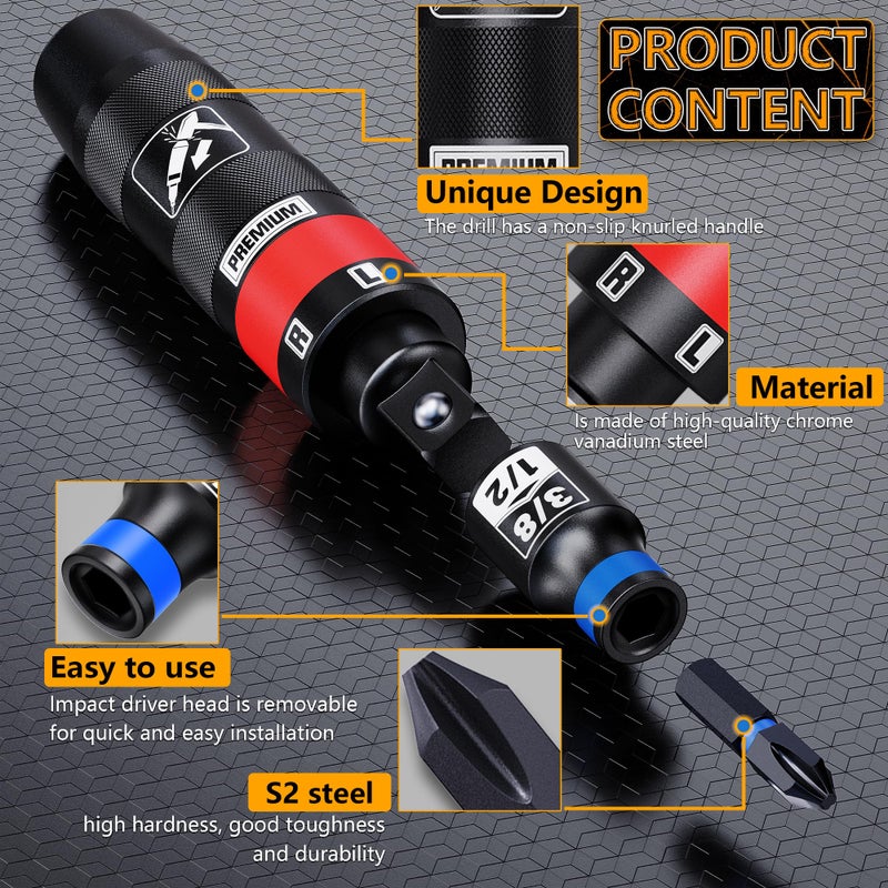 Aiourx 1/2" Hand Impact Screwdriver Set, 13 PCS Manual Reversible Impact Driver Kit, S2 Steel Bits Repair Tool, Disengage Rusted Fasteners or Frozen Bolts - Image 3