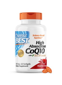 Doctor's Best Doctor's Best High Absorption CoQ10 with BioPerine, Gluten Free Naturally Fermented, Heart Health & Energy Production, 100 mg, 60 SoFtgels  - Image 1