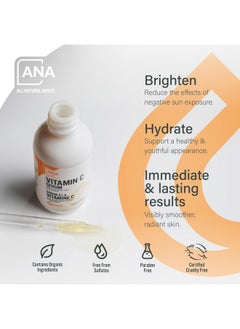 اول ناتشورال أدفايس سيروم فيتامين سي للوجه من All Natural Advice، 60 مل/2 أونصة مع 20% من فيتامين سي، وحمض الهيالورونيك، والصبار، وميثيل سلفونيل ميثان، وفيتامين هـ، ومحلول نباتي عضوي، يدعم تفتيح البشرة مع سيروم فيتامين سي للوجه  - Image 4