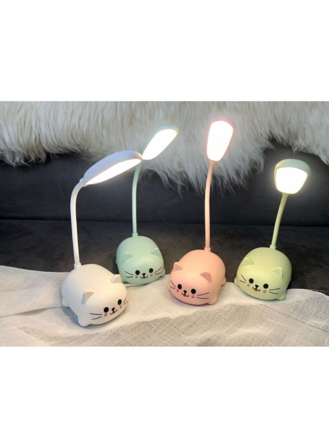 Mini Cat USB Lamp LED Cute Animal Night Light Rechargeable Table Lamp Bedside Lamp, Eye Caring reading lights for Toddlers Kids Bedrooms, Living Room, Green