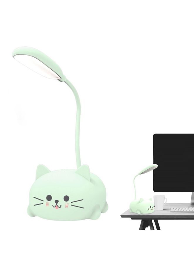 Mini Cat USB Lamp LED Cute Animal Night Light Rechargeable Table Lamp Bedside Lamp, Eye Caring reading lights for Toddlers Kids Bedrooms, Living Room, Green  - Image 5