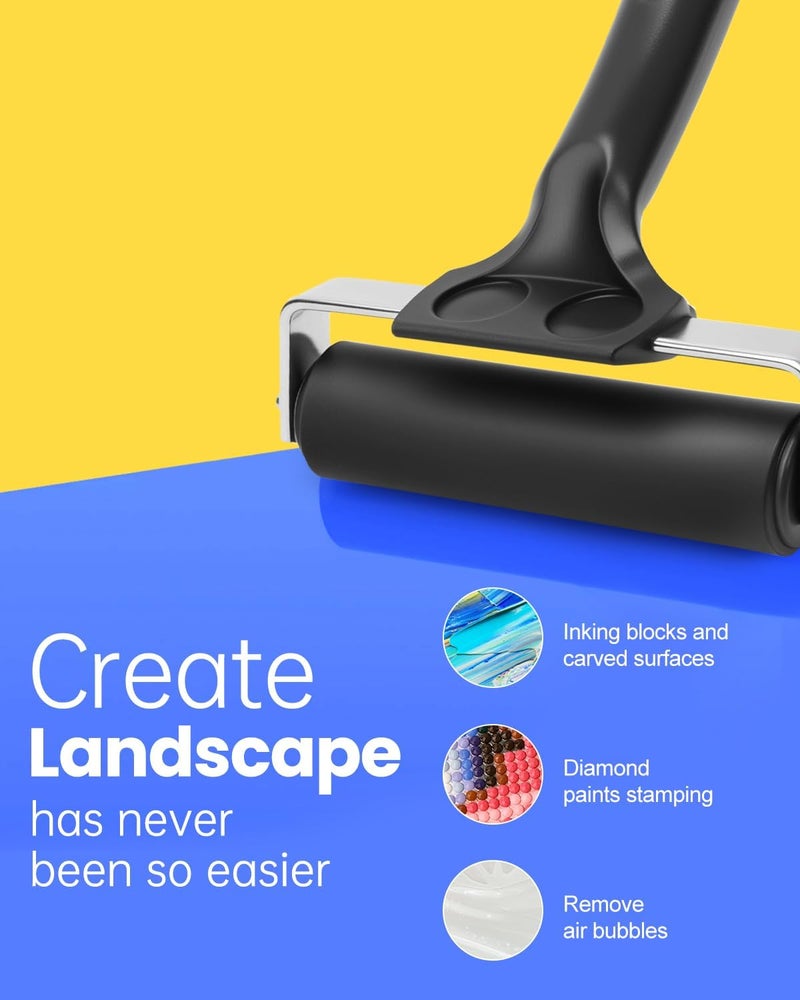 UCEC 4 عبوات من أسطوانات البراير للحرف اليدوية – أسطوانة حبر مطاطية متينة، أسطوانة براير للطباعة، رائعة لتطبيق الغراء، الرسم بالألماس، الطباعة بالكتل (2.4 بوصة، 4 بوصة، 5.9 بوصة، 7.9 بوصة) - Image 5