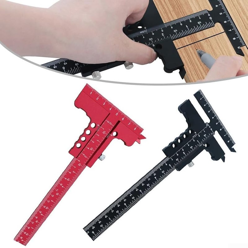 T Shaped Woodworking Scriber Marking Gauge With Sliding Precision Scale In Black - Image 3
