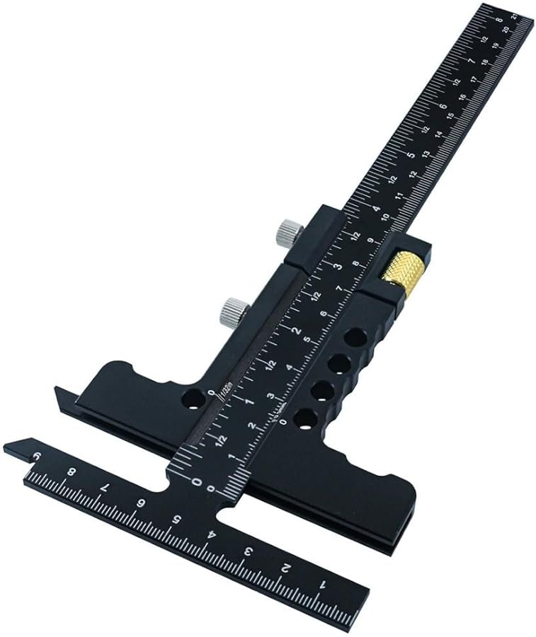 T Shaped Woodworking Scriber Marking Gauge With Sliding Precision Scale In Black - Image 2