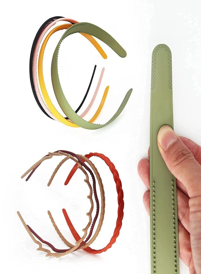 فافيلا أطواق شعر بلاستيكية من فافيلا بأسنان مشط دقيقة | مجموعة متنوعة من أطواق الشعر البلاستيكية العريضة والرفيعة السادة وأطواق الشعر المتعرجة غير اللامعة | أطواق شعر أنيقة بنمط منسوج للنساء والفتيات (عبوة من 8 قطع) - Image 2