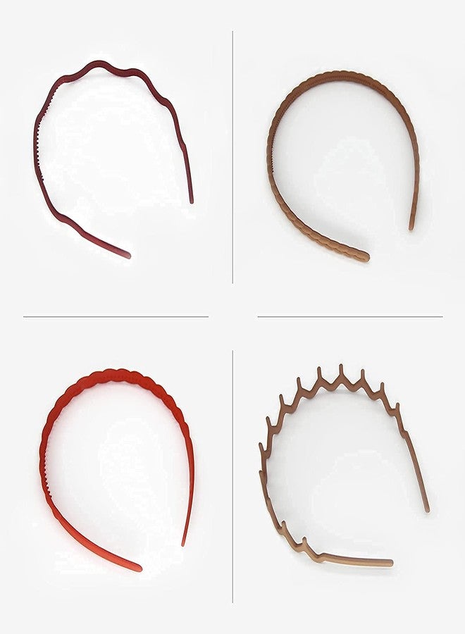 فافيلا أطواق شعر بلاستيكية من فافيلا بأسنان مشط دقيقة | مجموعة متنوعة من أطواق الشعر البلاستيكية العريضة والرفيعة السادة وأطواق الشعر المتعرجة غير اللامعة | أطواق شعر أنيقة بنمط منسوج للنساء والفتيات (عبوة من 8 قطع) - Image 3