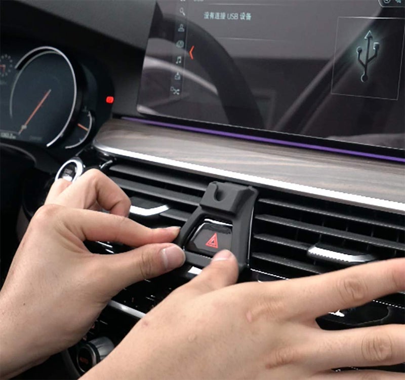 BEERTE Phone Holder fit for BMW 5 Series 2017-2024 528i 530i 530e 540i Adjustable Air Vent Car Dashboard Cell Phone Mount, Carbon Fiber Pattern Phone Mount fit for Any Smartphone - Image 3