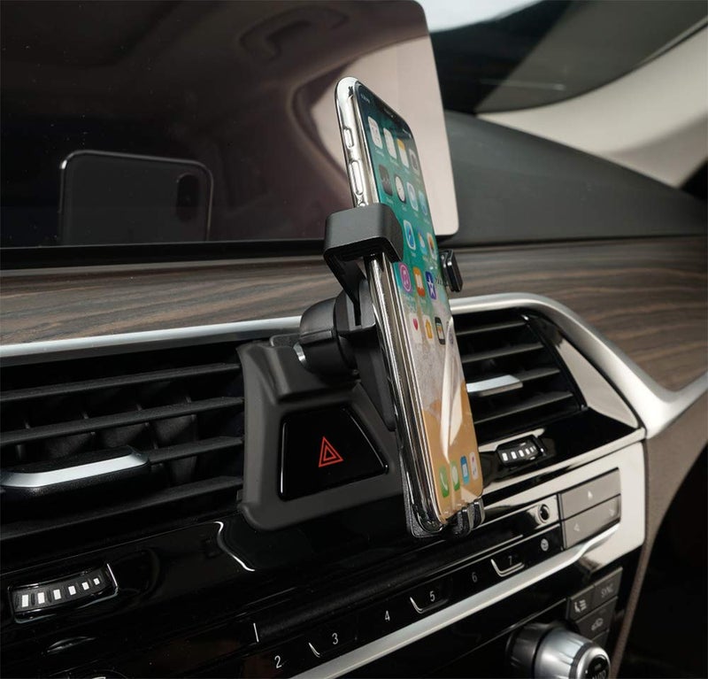 BEERTE Phone Holder fit for BMW 5 Series 2017-2024 528i 530i 530e 540i Adjustable Air Vent Car Dashboard Cell Phone Mount, Carbon Fiber Pattern Phone Mount fit for Any Smartphone - Image 5