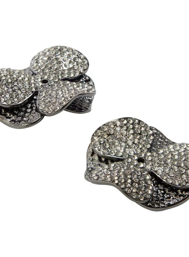 PARFOIS Maxi Flower Hoop Earrings With Crystals
