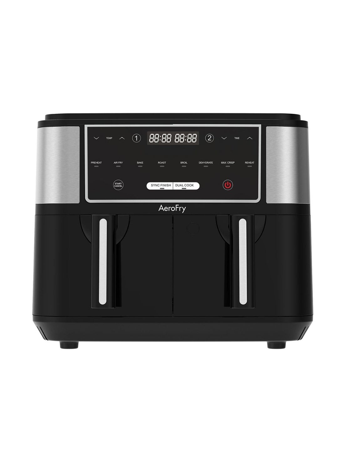 Air fryer - 9 Litres, Dual Zone Digital Air fryer, 2 Drawers, Uses No Oil, 8-in-1, Max Crisp, Roast, Bake, Reheat, Dehydrate, Cook, Non-Stick Dishwasher Safe Baskets, 2 Years Warranty 9.0 L 2400.0 W F-901 Black