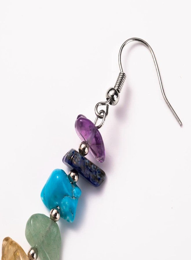 POYAMUSE 7 Chakra Stone Dangle Earrings, Natural Reiki Stone Healing Energy Jewelry for Women-long - Image 3