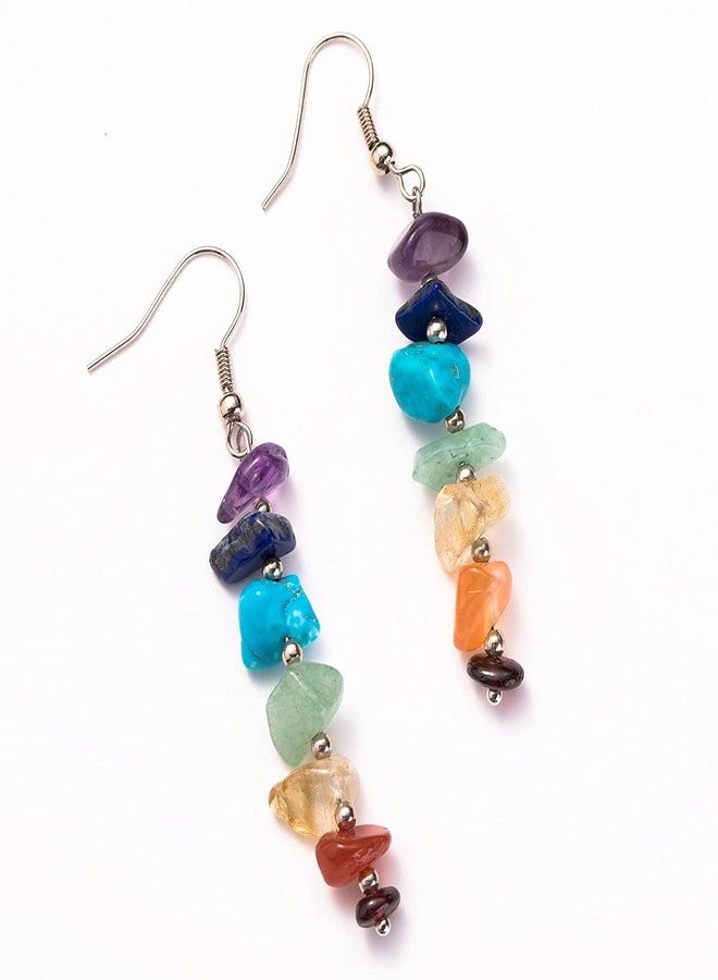 POYAMUSE 7 Chakra Stone Dangle Earrings, Natural Reiki Stone Healing Energy Jewelry for Women-long - Image 2