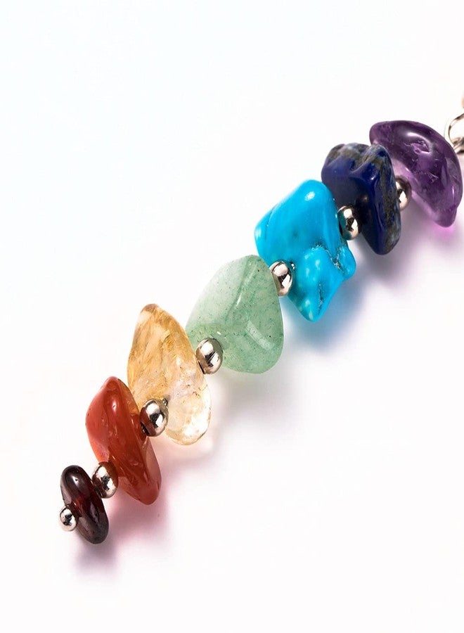 POYAMUSE 7 Chakra Stone Dangle Earrings, Natural Reiki Stone Healing Energy Jewelry for Women-long - Image 4