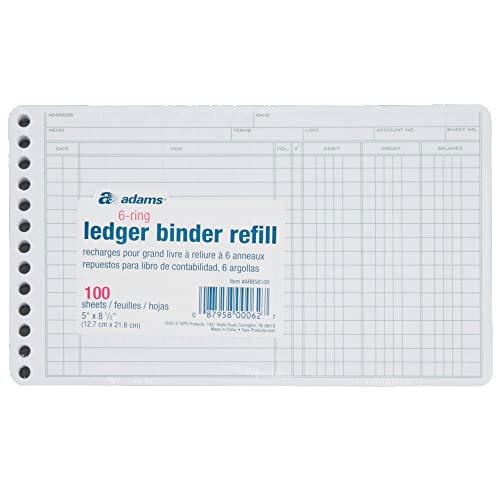 Adams® Ledger Sheets, 5" x 8", Green/White - Image 2