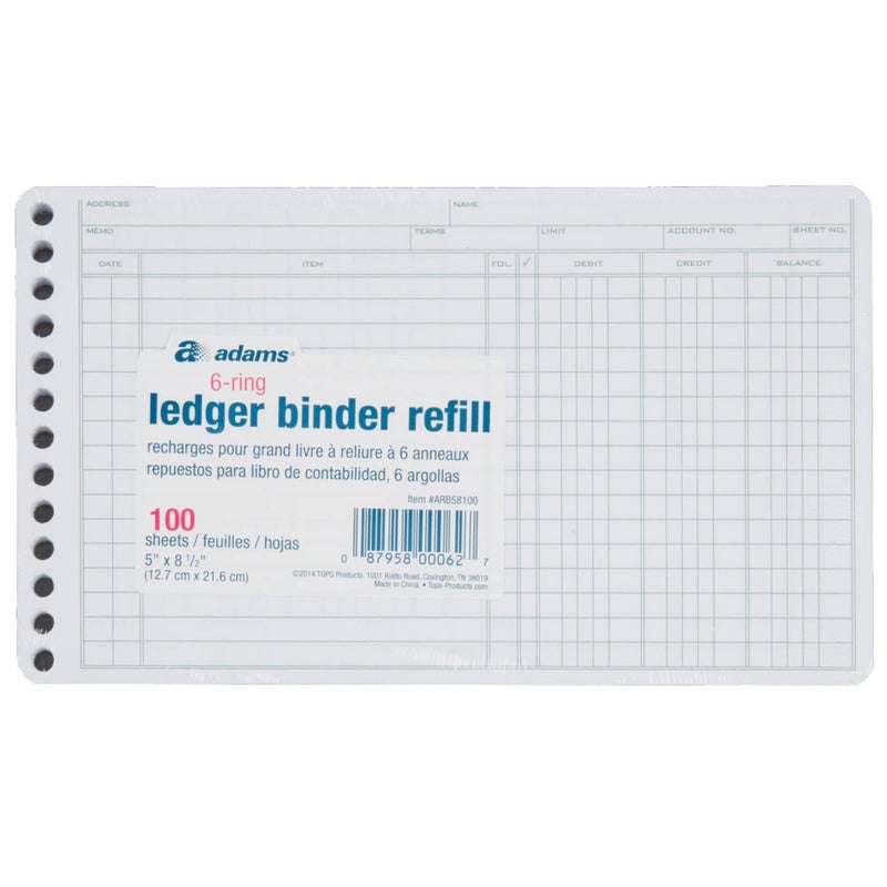 Adams® Ledger Sheets, 5" x 8", Green/White - Image 5