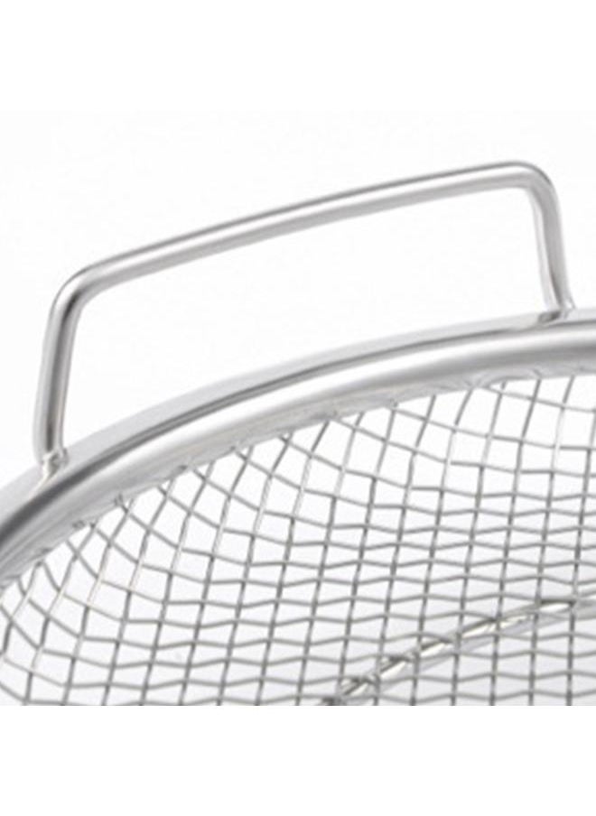 Thoraya - Frying Oil Drain Rack Stainless Steel Filter Tool for Fried Food Round 22cm with Handle - Image 1