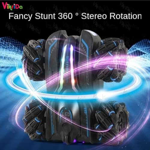 VikriDA RC 4x4 Gesture Control Drift Car | 360° Stunt Car with Double Smoke, RGB Lights, Spray Mist, Rechargeable Toy - Image 4
