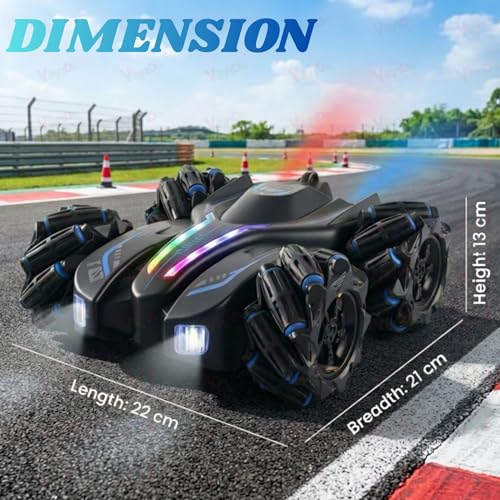 VikriDA RC 4x4 Gesture Control Drift Car | 360° Stunt Car with Double Smoke, RGB Lights, Spray Mist, Rechargeable Toy - Image 2