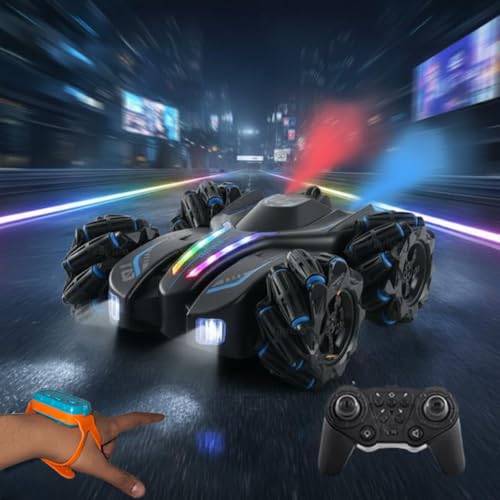 VikriDA RC 4x4 Gesture Control Drift Car | 360° Stunt Car with Double Smoke, RGB Lights, Spray Mist, Rechargeable Toy - Image 1