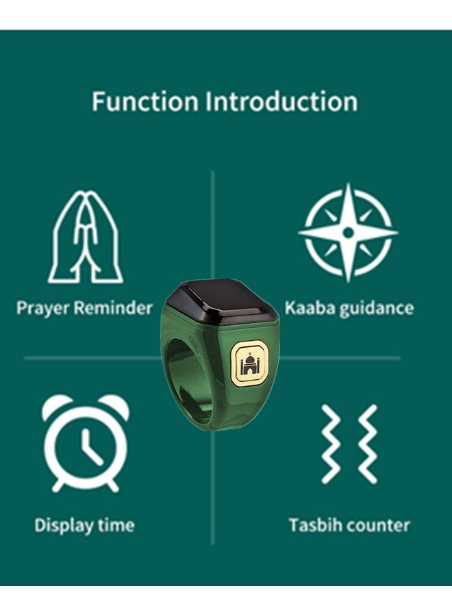 BSTWSH 20mm Zikr Smart Ring, with Bluetooth connection, vibration reminder, Tasbih counter and 5 daily prayer reminders, specially designed for Middle Eastern Arab countries  - Image 3