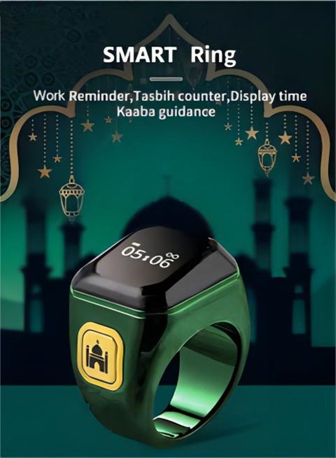 BSTWSH 20mm Zikr Smart Ring, with Bluetooth connection, vibration reminder, Tasbih counter and 5 daily prayer reminders, specially designed for Middle Eastern Arab countries  - Image 2