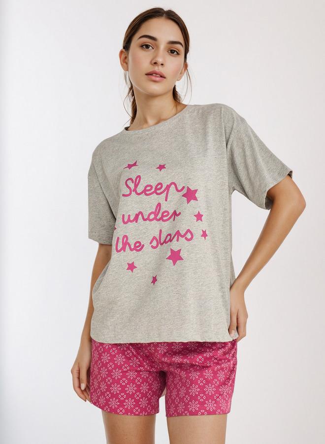 سبلاش فيڤ طقم بيجامة قطنية تي شيرت وشورت - Image 1