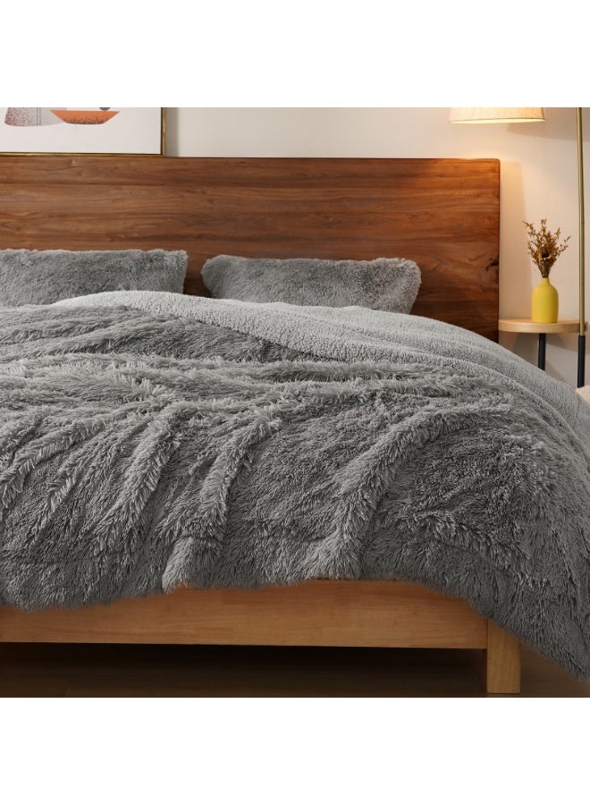 PHF 1 Piece Throw Size Faux Fur Blanket, Luxury Soft Shaggy Plush Warm Thick Fluffy Throw, 50 cm x 60 cm, Grey - Image 3