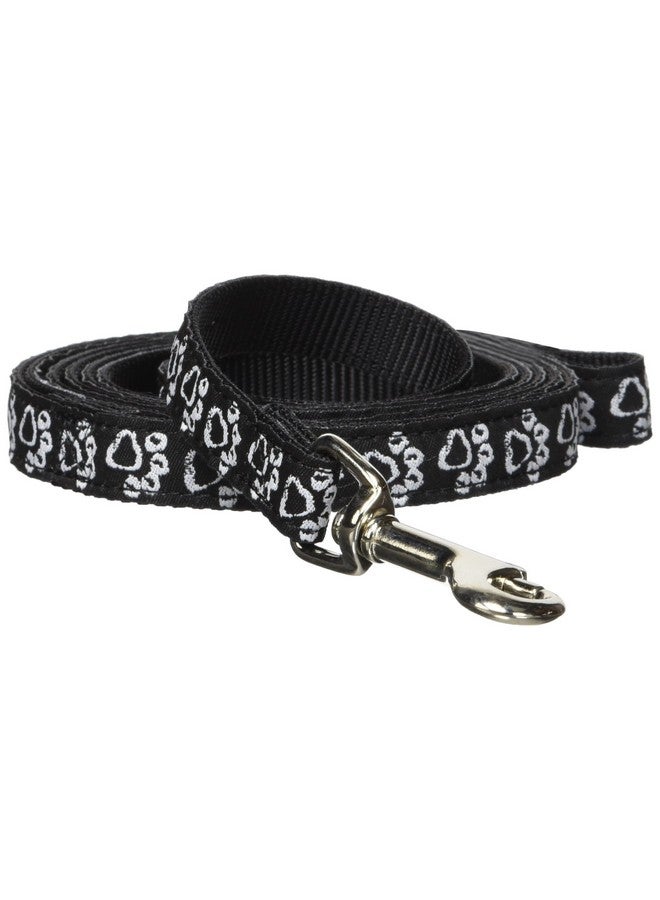 Hamilton Pet & Equine Hamilton Single Thick Dog Leash with Chalk Paws Patterned Ribbon Overlay, 5/8" x 6'