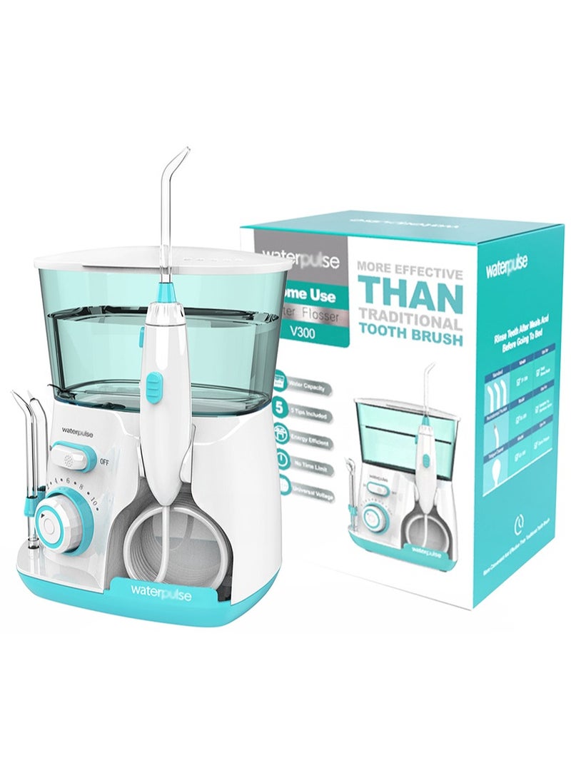 waterpluse Water Flosser Oral Irrigator, 800 ml Dental Water Tooth Cleaner, 10 Adjustable Pressures, Electric Flosser for Teeth / Braces, 5 Home Jets Professional Water Flosser Oral Irrigator（Green） - Image 1