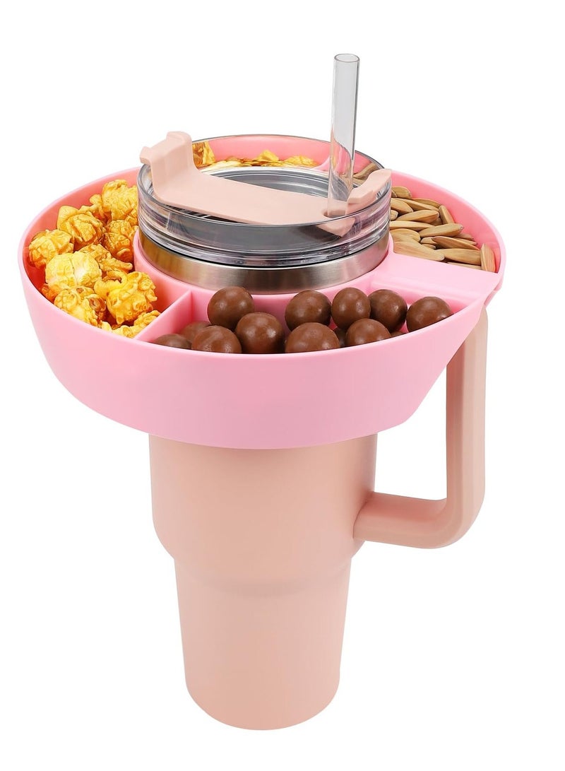 الأزرق جي دبليو 40oz Snack Bowl for Stanley Cup, Reusable Ring Compatible, Tumbler with Handle, Cute Water Bottle Accessories Long Silione, Pink - Image 1