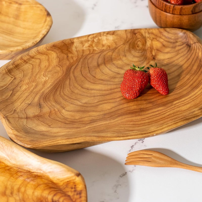Cospring Root Wood Dish Party Platter and Tray for Sandwich Bread Serving appetizer display Vintage ring dish Hand Carved Artworks 1012 inch - Image 4