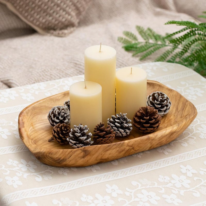 Cospring Root Wood Dish Party Platter and Tray for Sandwich Bread Serving appetizer display Vintage ring dish Hand Carved Artworks 1012 inch - Image 5