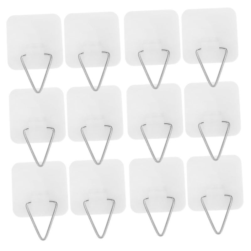 50 PCS White Square Non Trace Wall Picture Hangers Strong Hold Adhesive Photo Frame Hooks Smooth Surfaces - Image 2