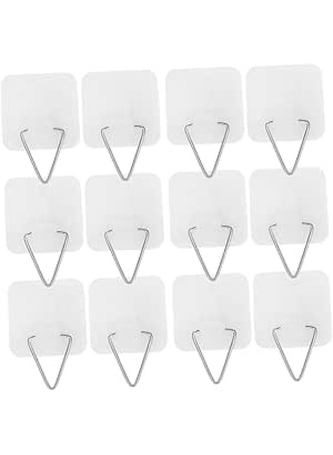 50 PCS White Square Non Trace Wall Picture Hangers Strong Hold Adhesive Photo Frame Hooks Smooth Surfaces - Image 1