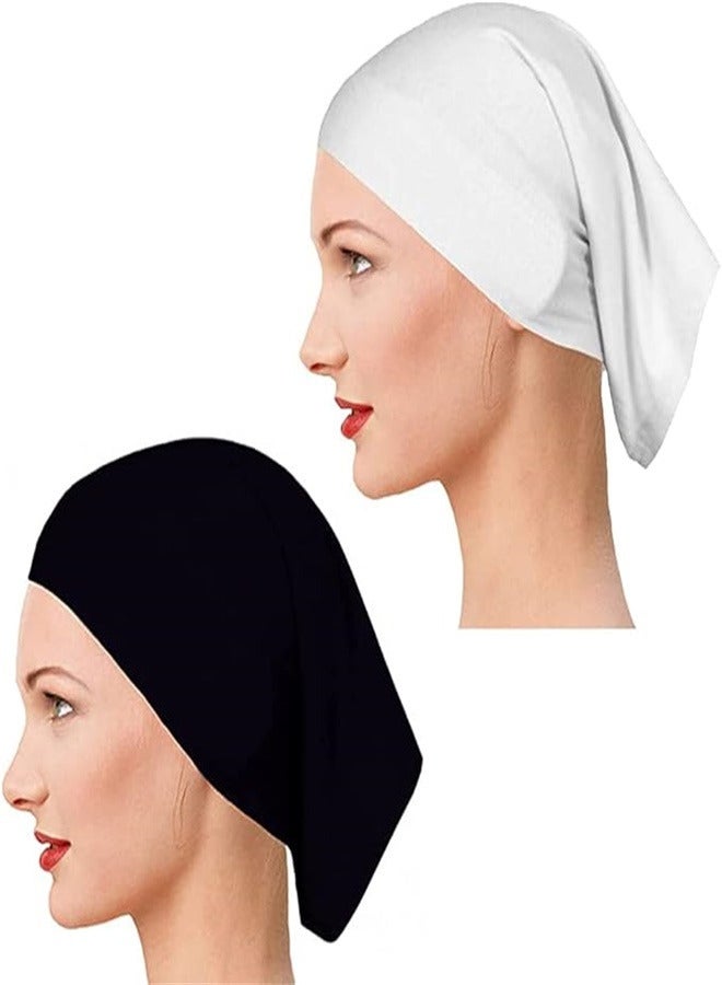 2 PCS Muslim Women Stretch Under Scarf Hijab Bonnet Cap Solid Color Head Wear Hijab Tube Under Caps for Hijabs - Image 1