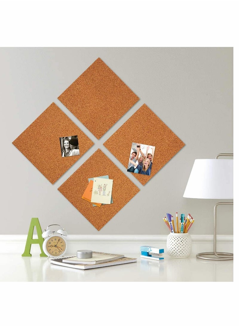 KASTWAVE - Self Adhesive Bulletin Boards 4Pcs 30cm Square Self Adhesive Felt Board Tiles with Push Pins Square Bulletin Board for Walls Felt Cork Pin Board for Pictures Photos Memos - Image 1