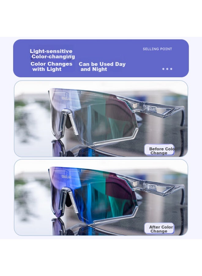 Obaolay Color-changing Cycling Gl For Running, Day And Night Use, Mountain And Road Bike Windproof Goggles For Sports