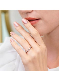 Hoops & Loops Rose Gold Flashed Sterling Silver Cubic Zirconia 5X3Mm Ovalcut Eternity Band Ring  - Image 2
